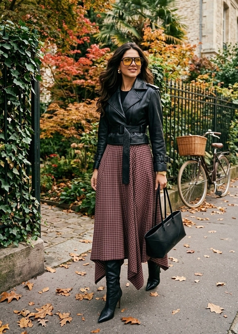 Pankh Cilly Plaid Assymetrical Skirt