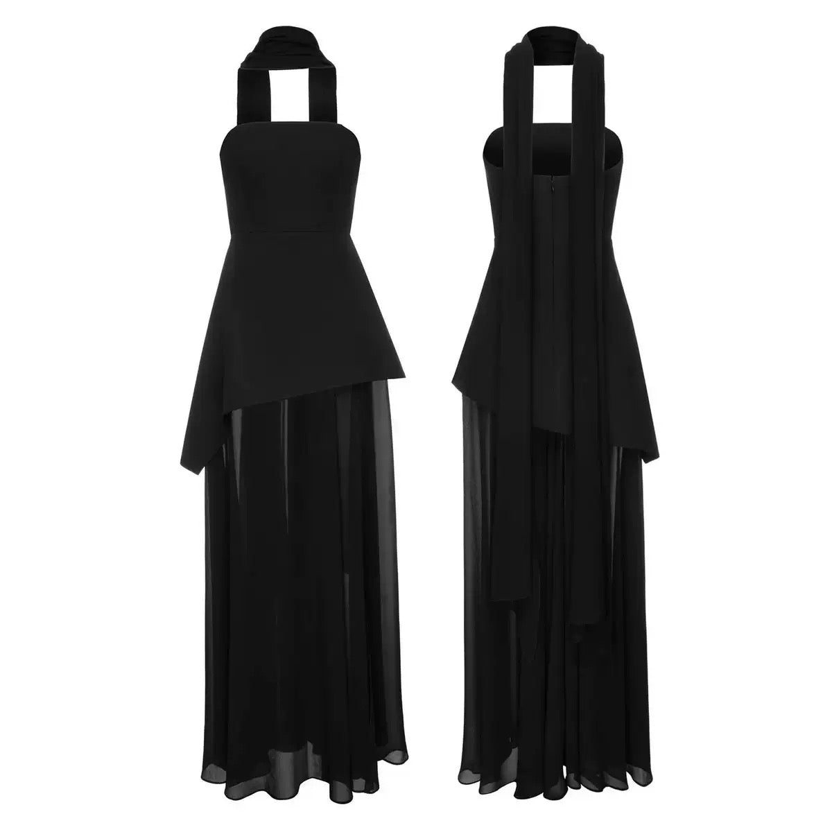 Pankh Livia Asymmetrical Maxi Dress With Scarf