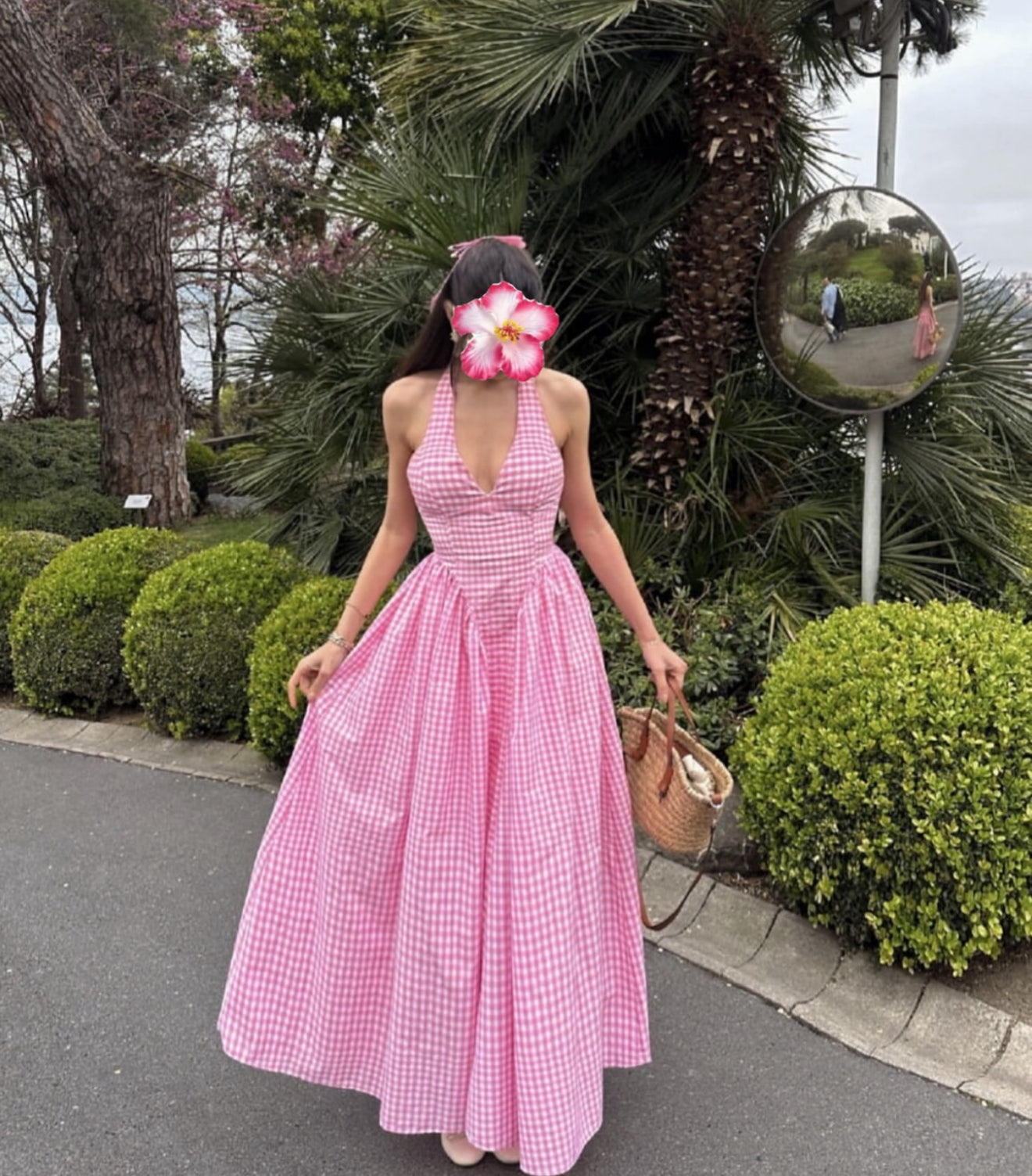 Pankh Luxe Anee Halter Neck Long Flaired Gingham Maxi Dress