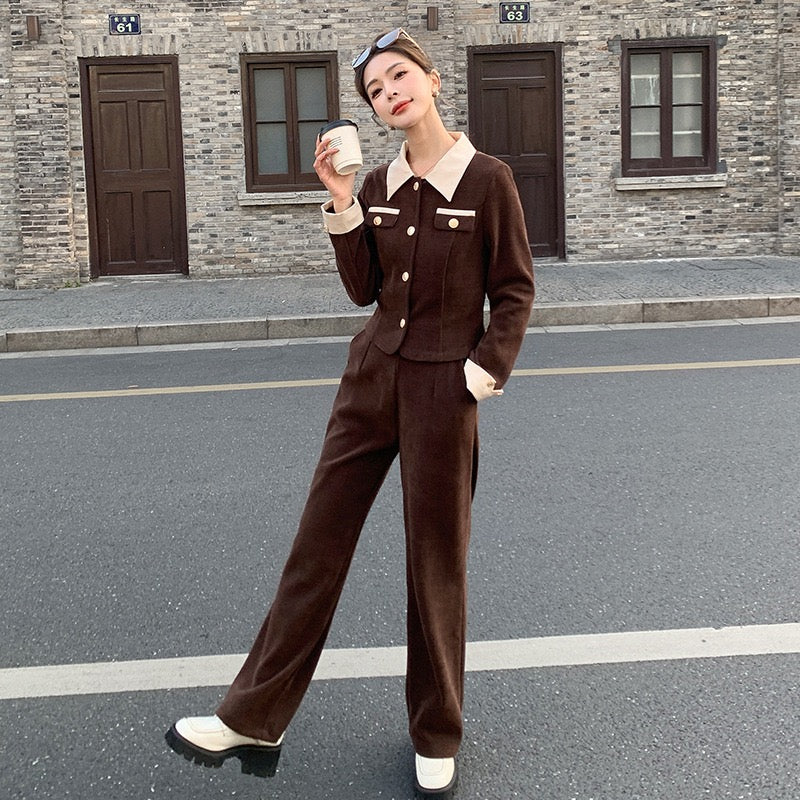 Pankh Julenna Coduroi Formal Autumn Top and Pant Coord Set