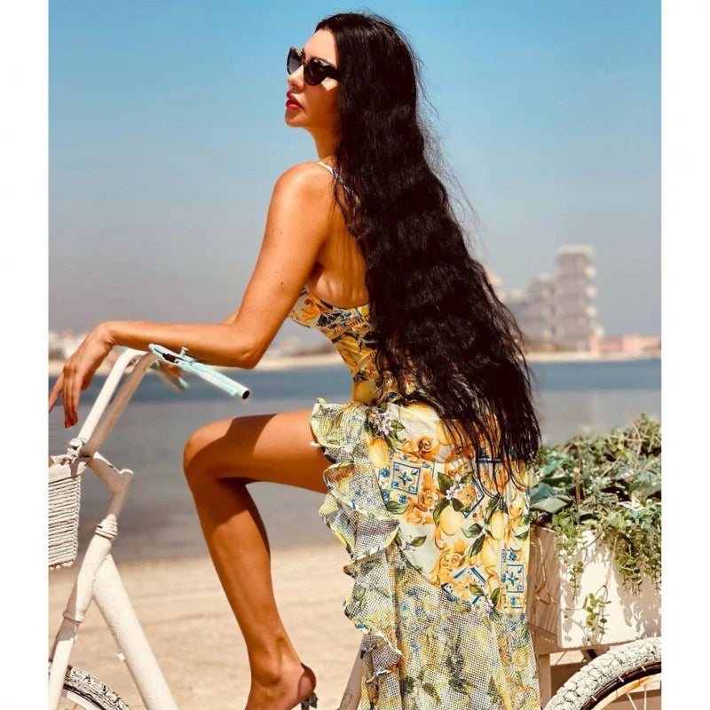 Pankh Siron High Fashion padded Monokini and Sarong Skirt Set