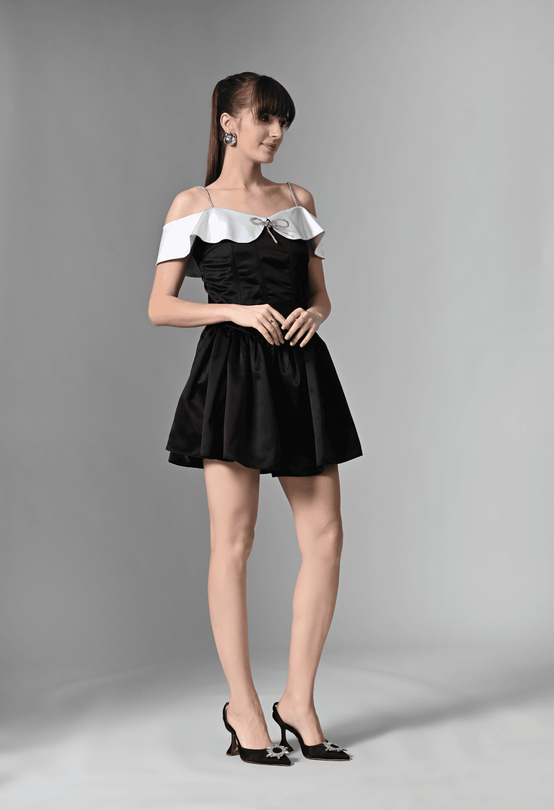 Pankh Evelyn Black Off Shoulder Mini Dress