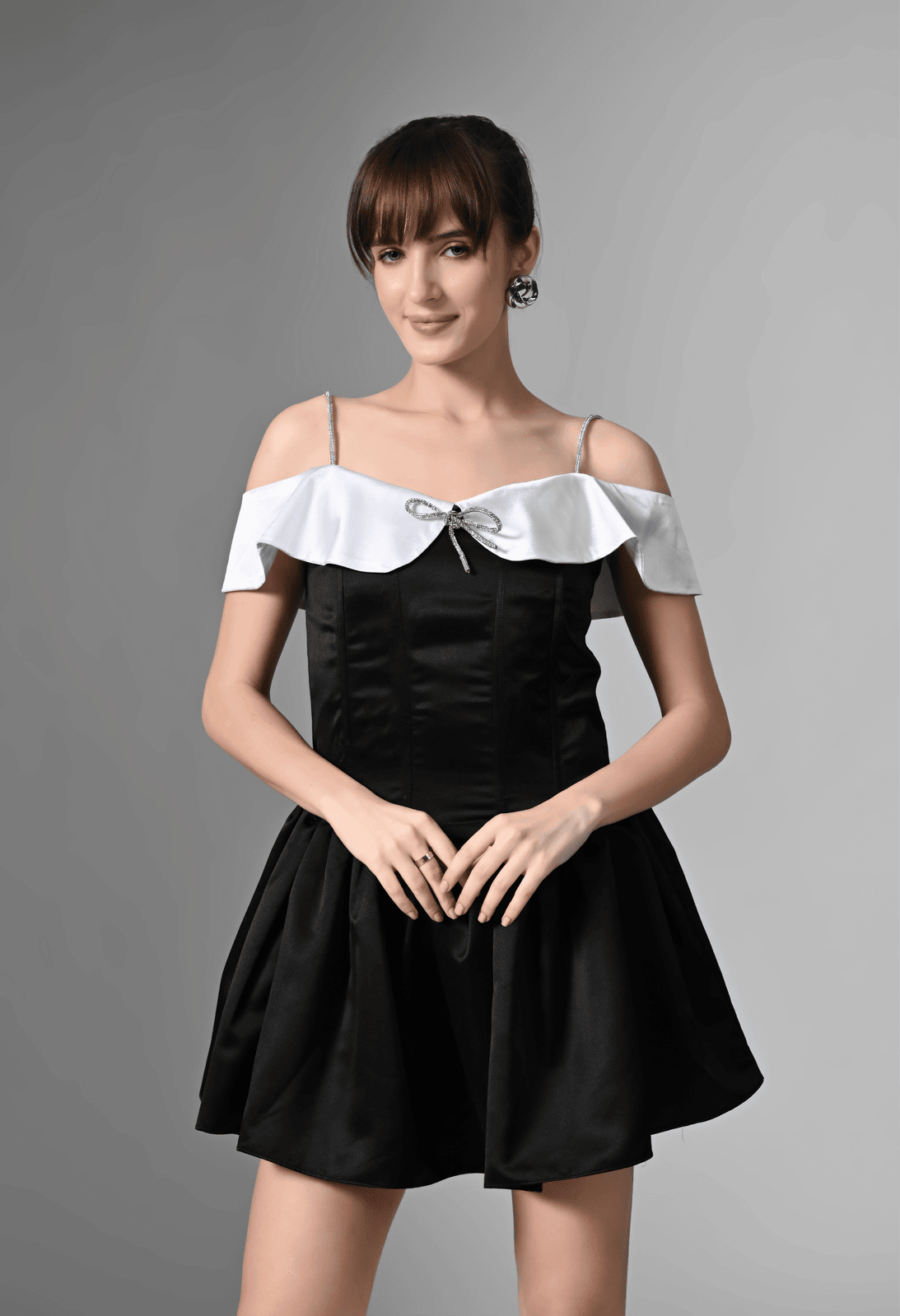 Pankh Evelyn Black Off Shoulder Mini Dress