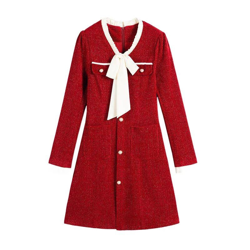 Pankh Mikoro Tweed Bow Tie Formal Short Dress