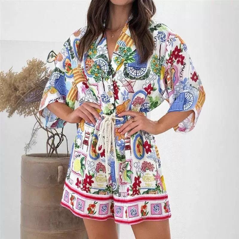 Pankh Aleyna Ethnic Printed Tie-Up Shirt Dress