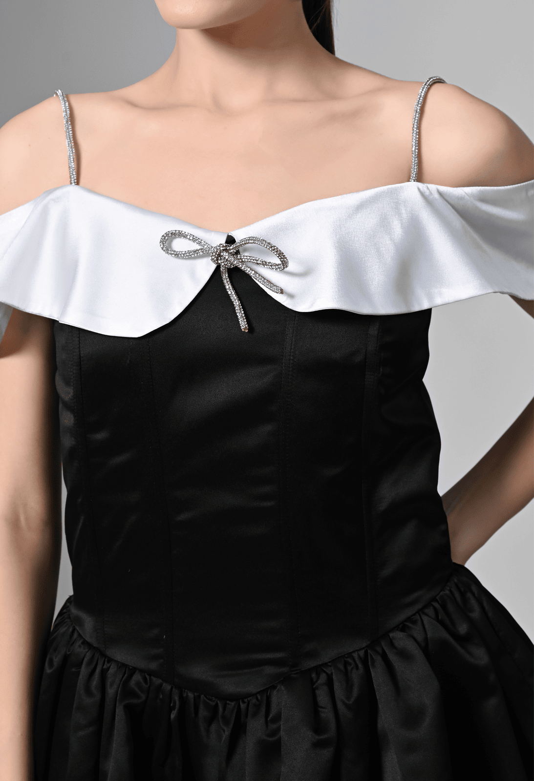 Pankh Evelyn Black Off Shoulder Mini Dress