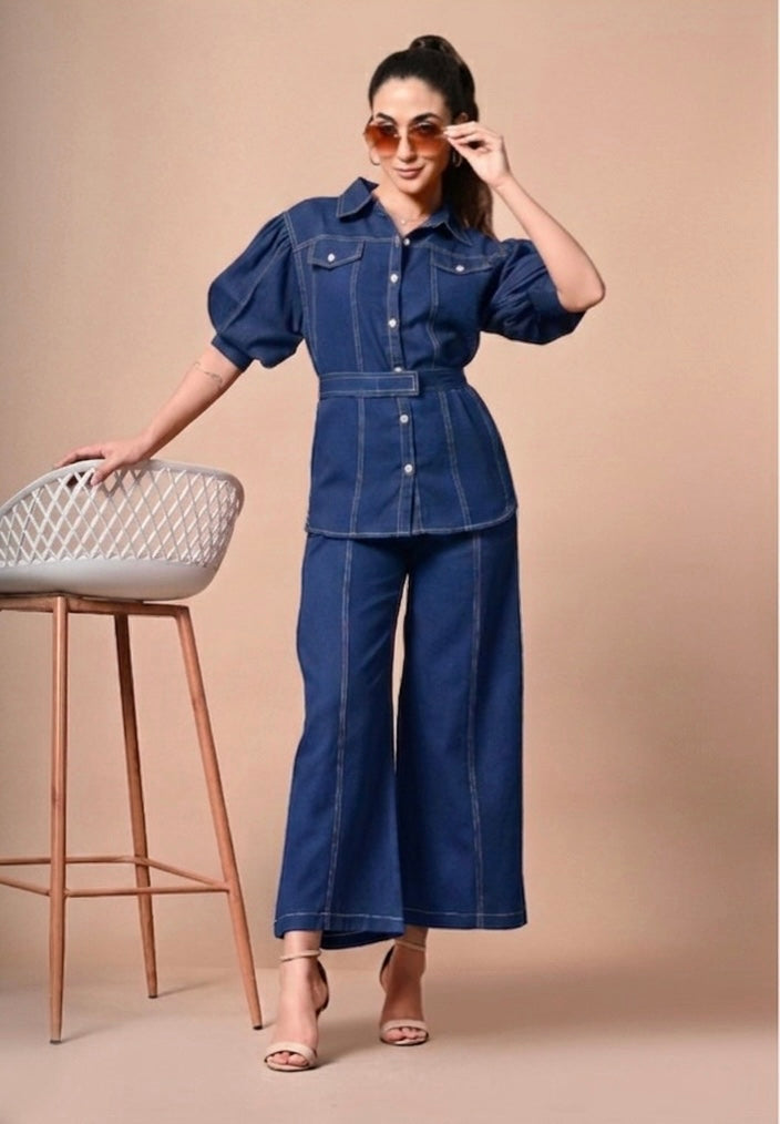 Pankh Hansy Rice Stiching Coord Set With Belt