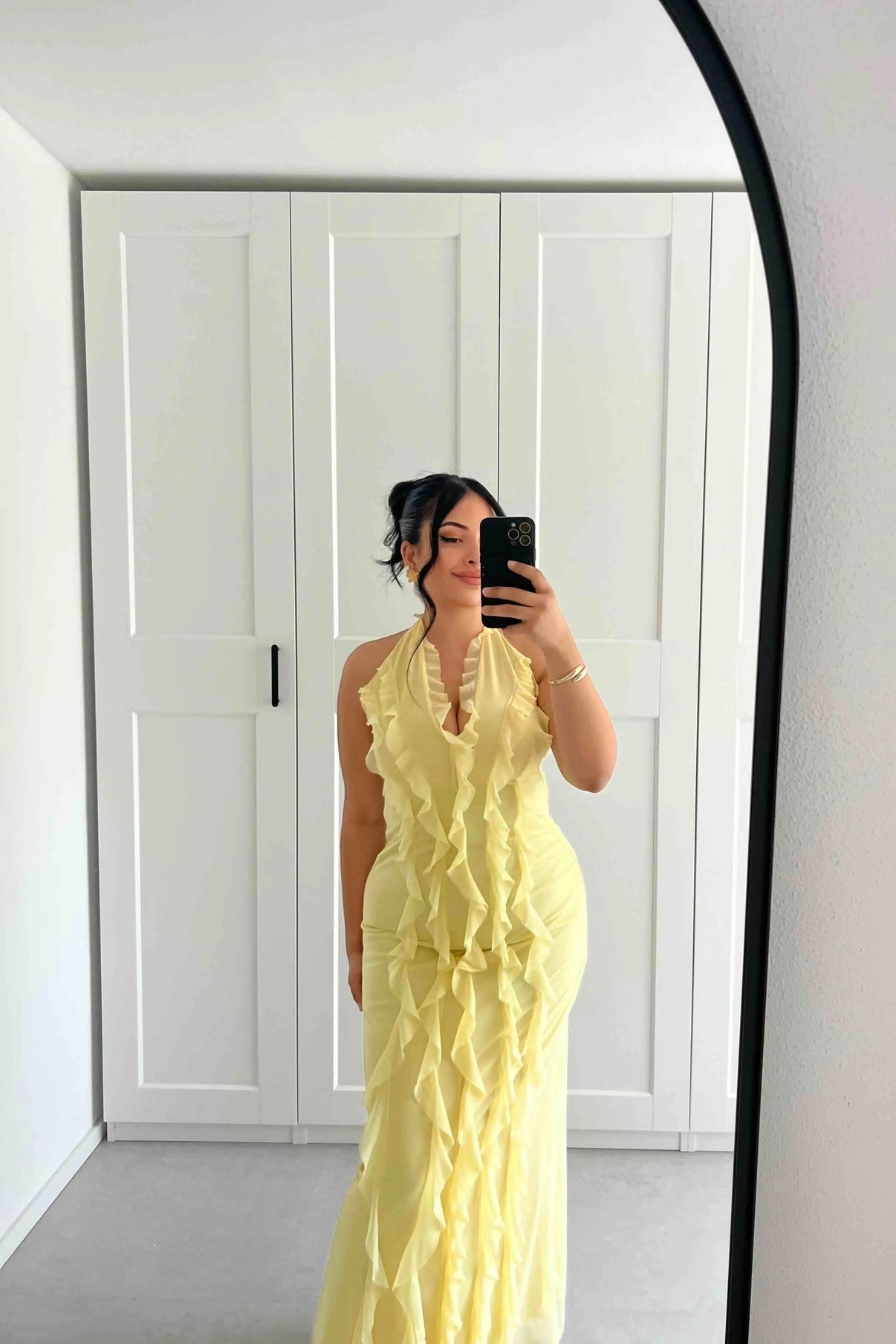 Pankh Onika Ruffle Butter Yellow Maxi Dress