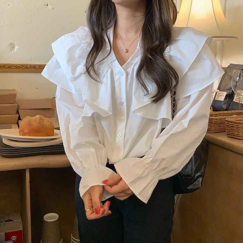 Pankh Lonee Lace & Ruffle Cotton Shirt