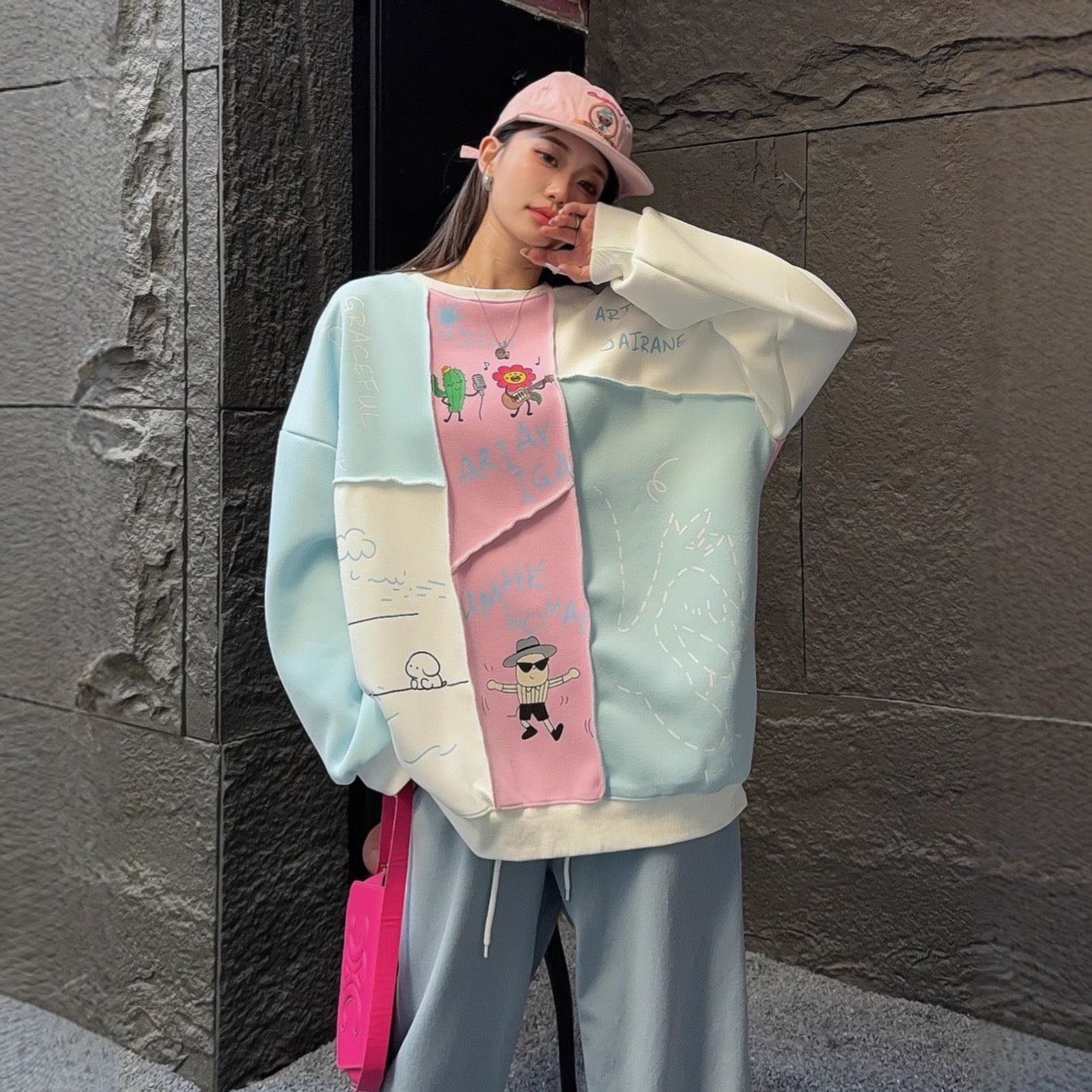 Pankh Stich Oversized Cute Sweat Top