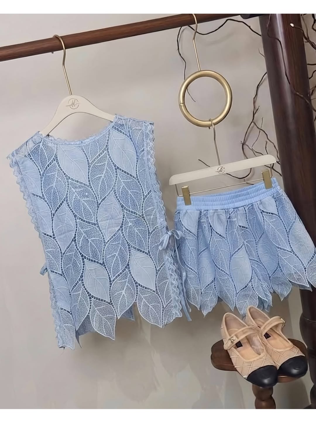 Zelie Crochet Tie-up Top & Shorts Coord Set