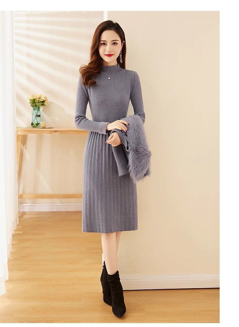 Pankh Leveda Wool Dress and Fur Collar Jacket Set