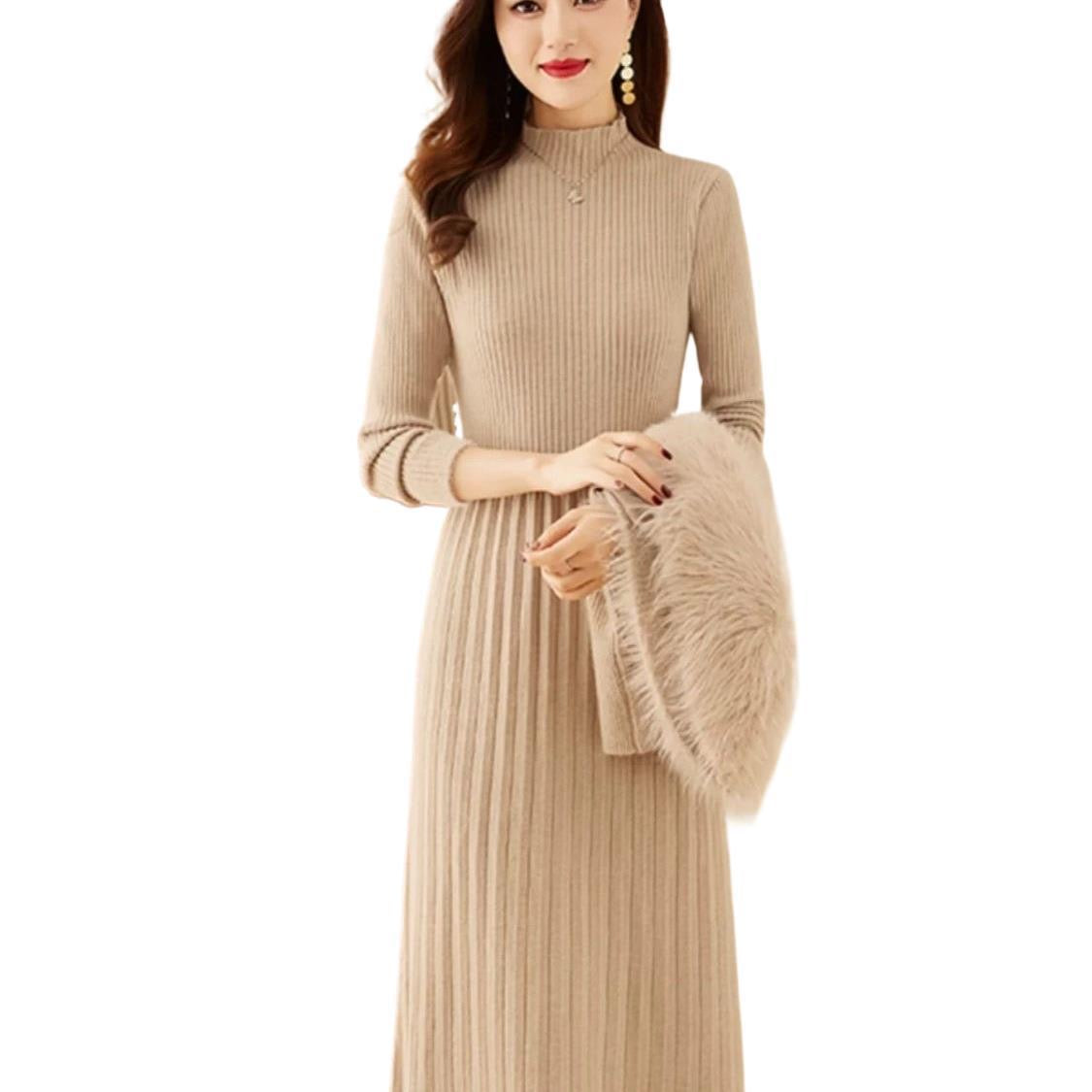 Pankh Leveda Wool Dress and Fur Collar Jacket Set