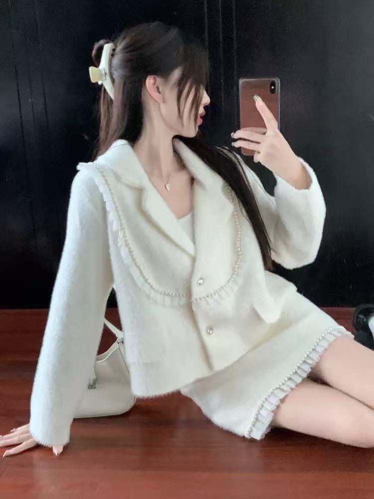 Pankh Bianca Pearl Detailing Soft Wool Coord Set