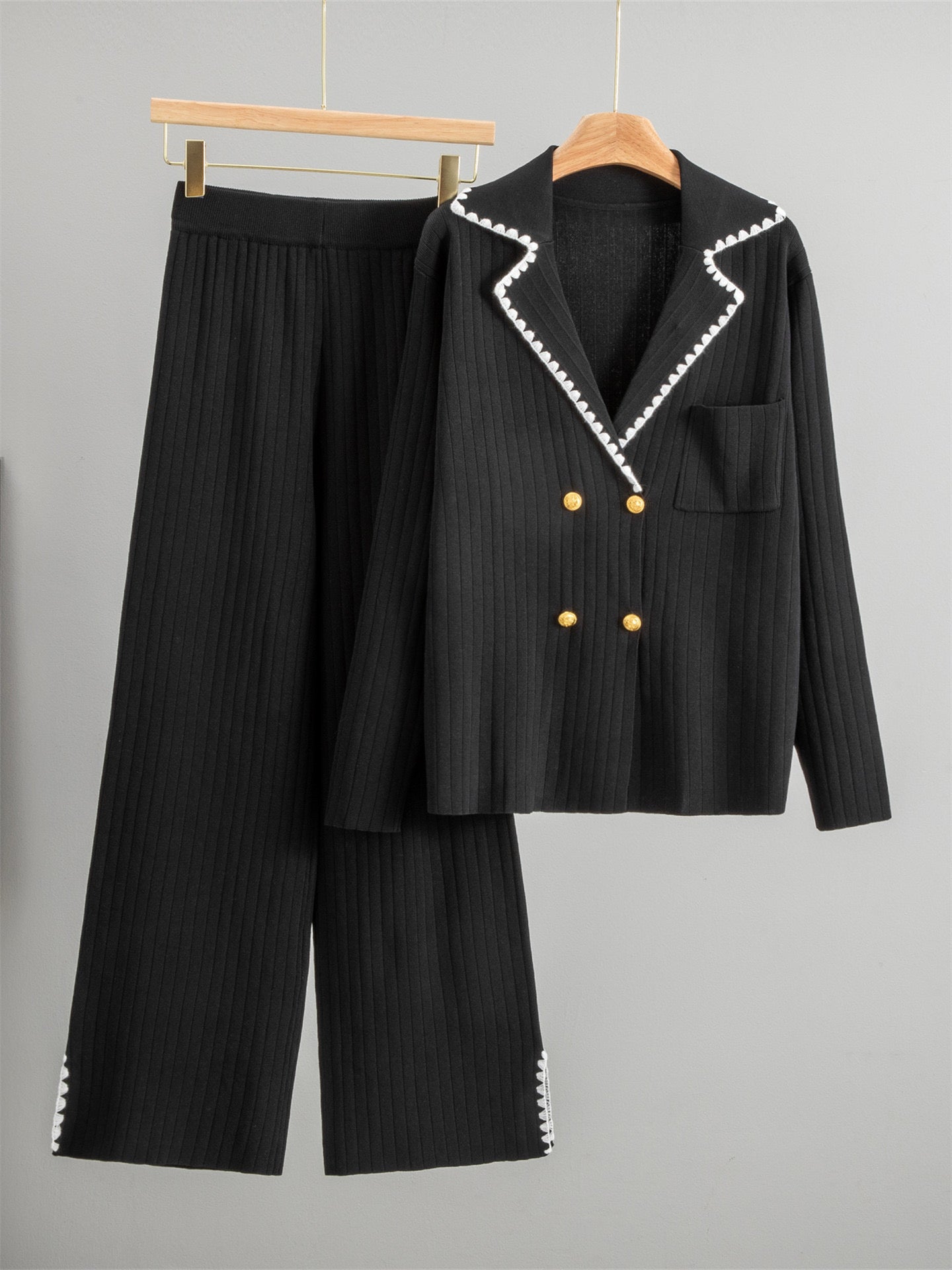 Pankh Lowee Formal Knit Wool Blazer with Brooch and Pant Coord Set
