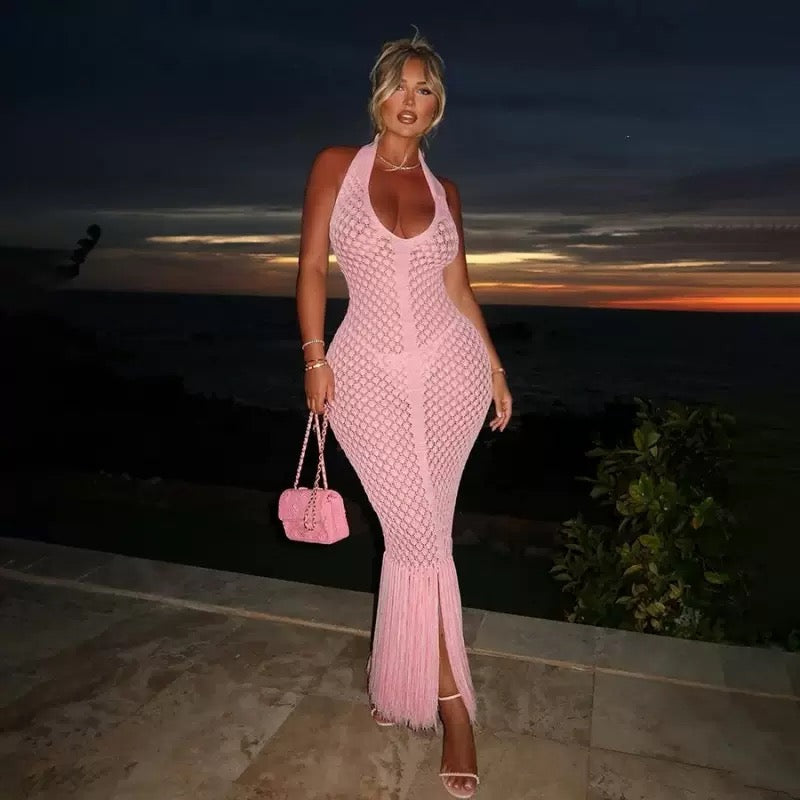 Pankh Resty Crochet Resort Wear Tassel Maxi Dress