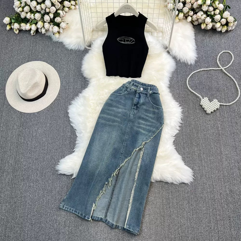 Pankh Nella Ribbed Cut-Out Tank Top