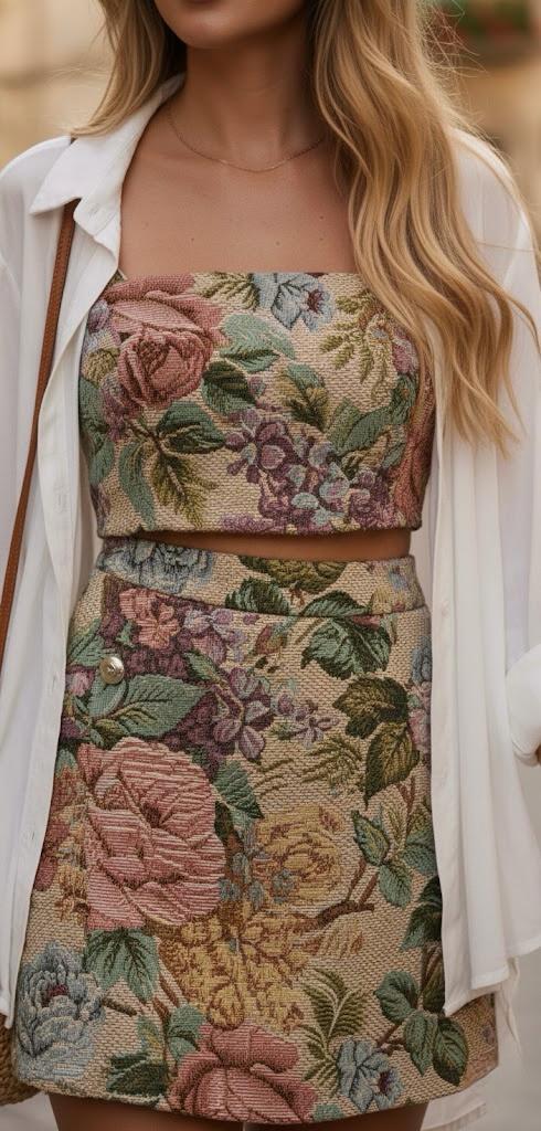 Pankh Renaissance Canvas Floral 3 Piece Coord Set