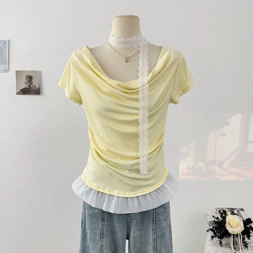 Pankh Demi Top with Lace Neck Tie