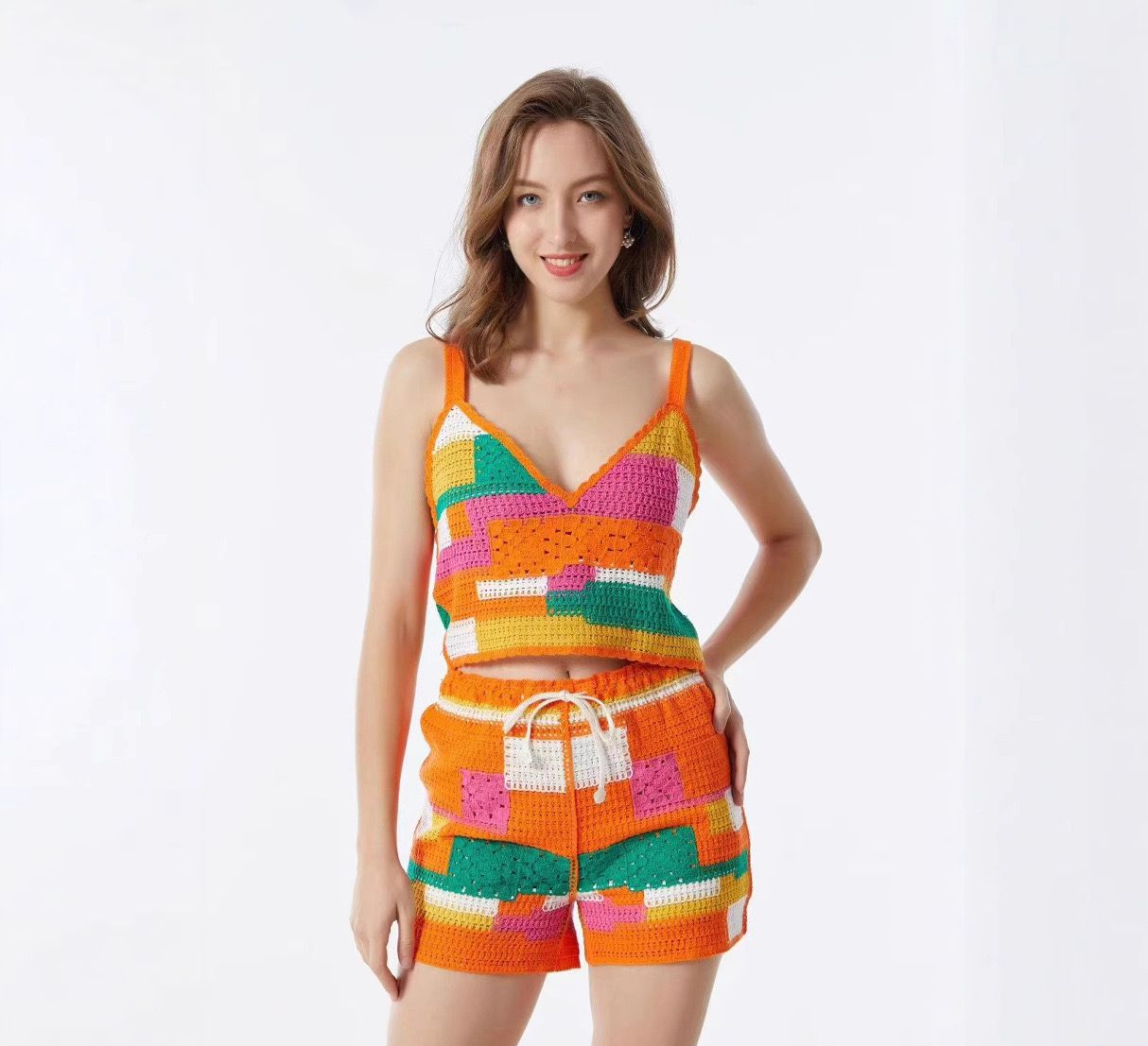 Pekky Colourful Top And Short crochet beach Set