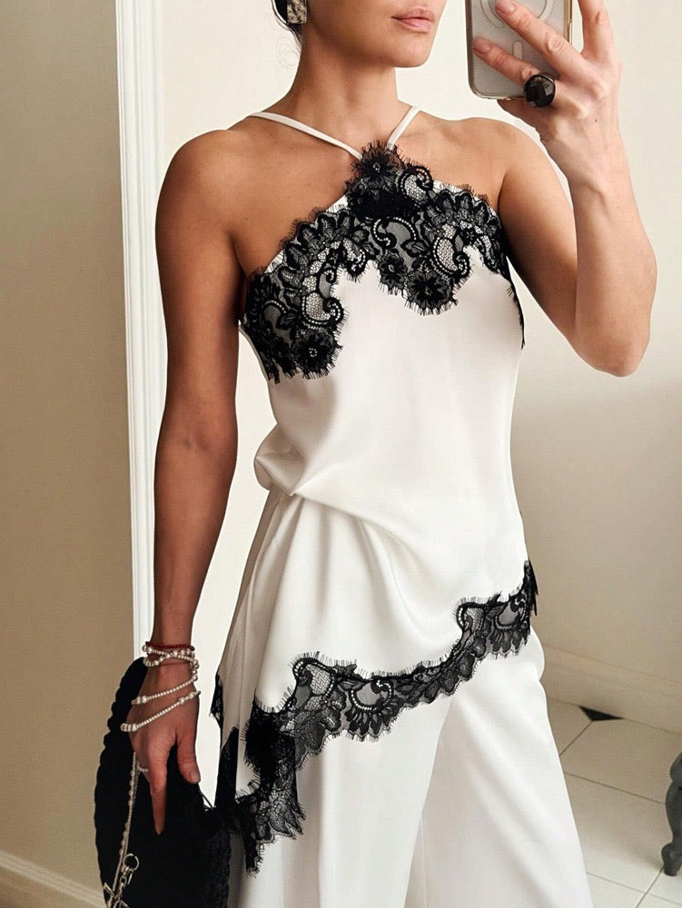 Roche Lace & Satin Elegant Coord Set