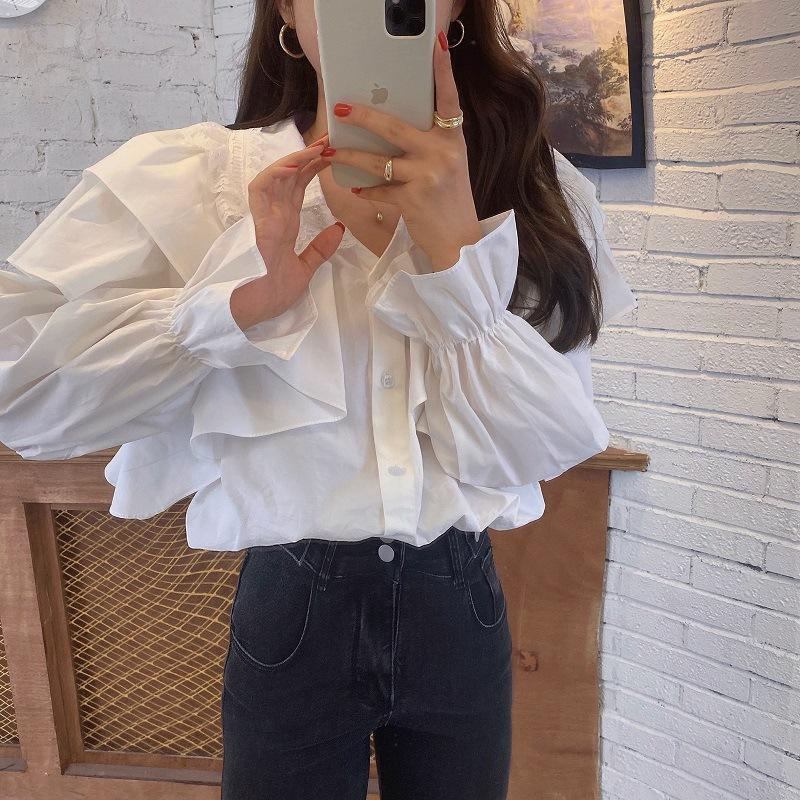 Pankh Lonee Lace & Ruffle Cotton Shirt