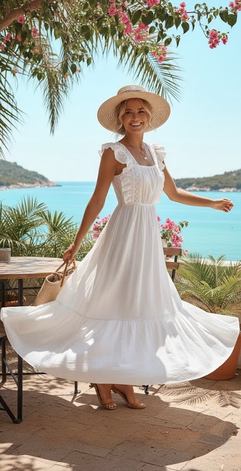 Pankh Sofia Pure Mulmul Cotton Resort Wear Maxi Dress