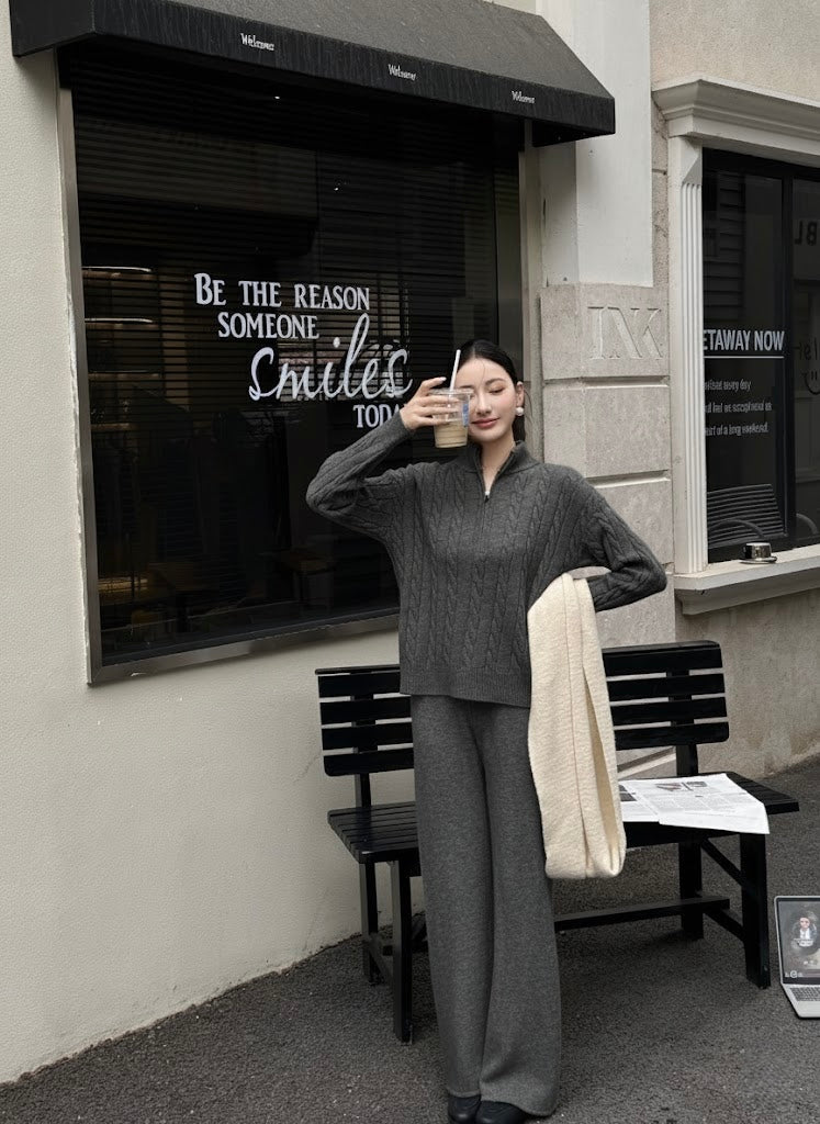 Pankh Seeso Zipper Wool Top and Pant Coord Set