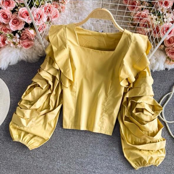 Pankh Lulu 3D Floral Sleeve Cotton Blouse