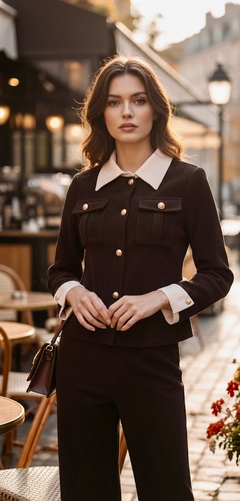 Pankh Julenna Coduroi Formal Autumn Top and Pant Coord Set