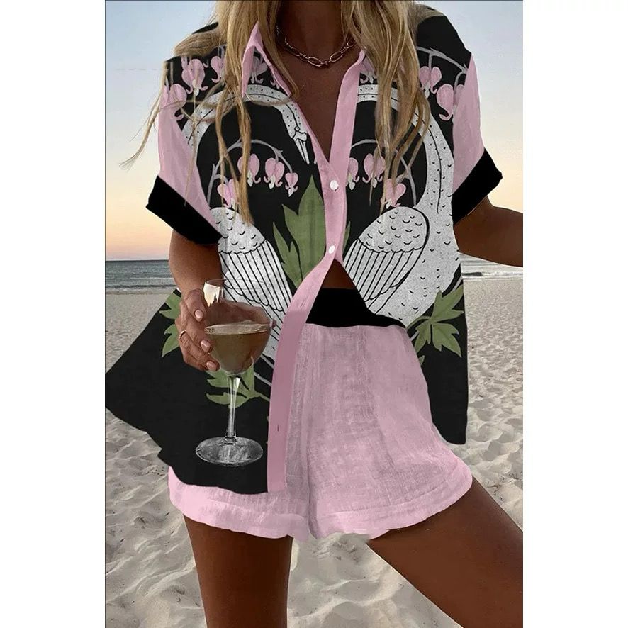 Pankh Rae Printed Loose Style Shirt And Short Set