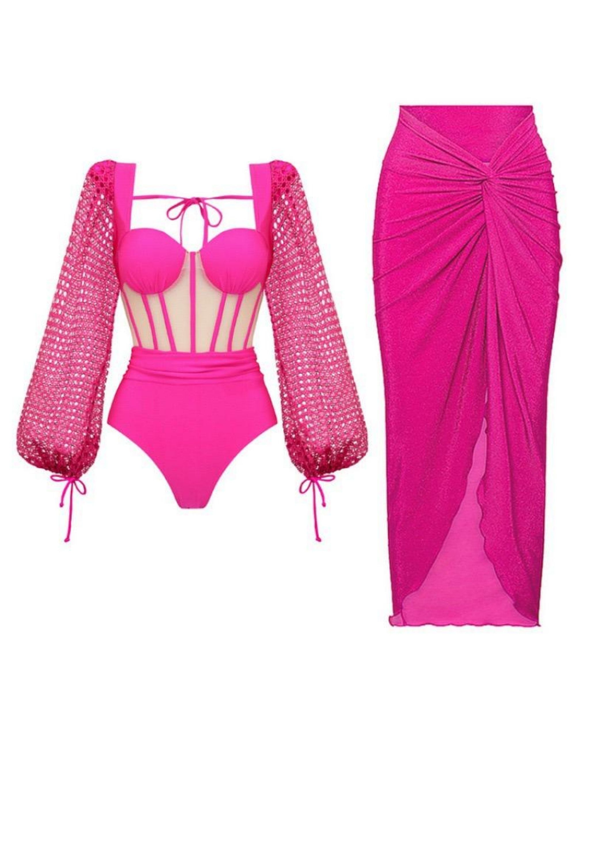 Pankh Zoe High Fashion padded Monokini And Skirt Set