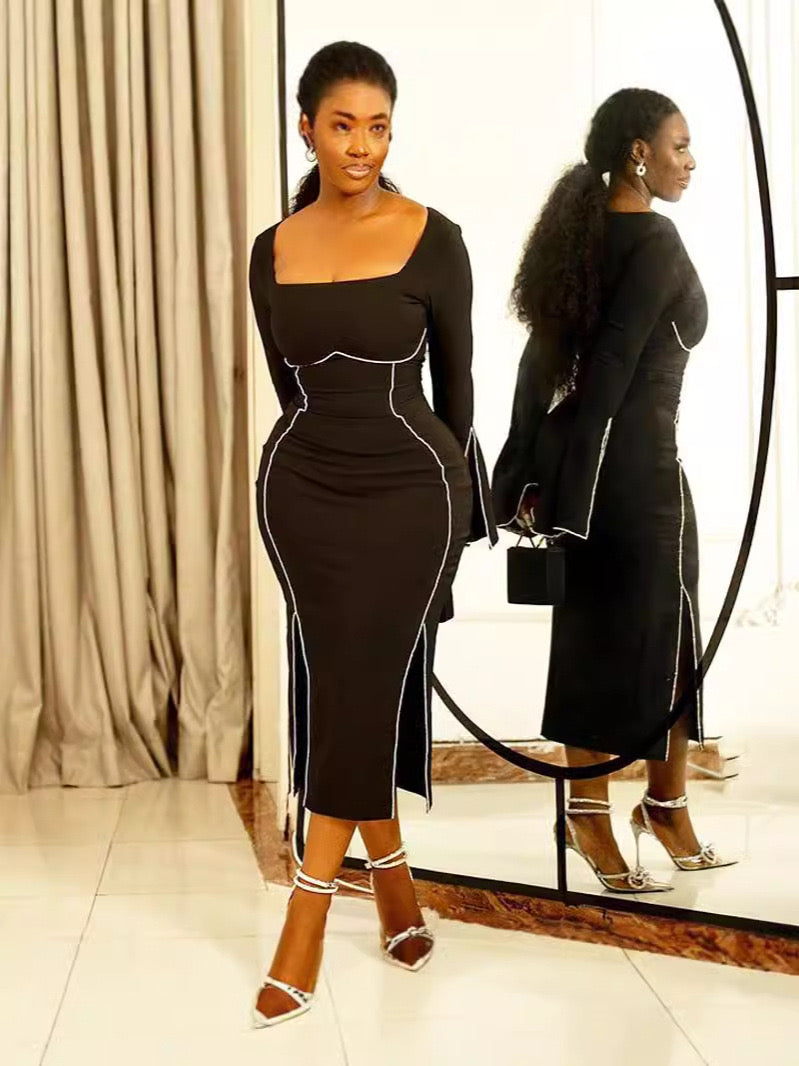 Pankh Makaya Rhinestone Embelished Party Wear Evening Bodycon Dress