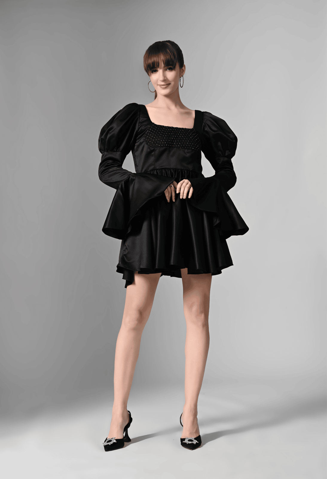 Pankh Maria Square Neck Puff Sleeves Balloon Mini Dress