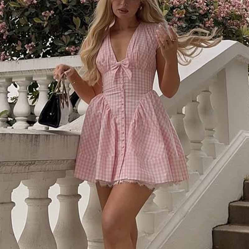 Pankh Sol Cute Flaired Gingham Mini Dress