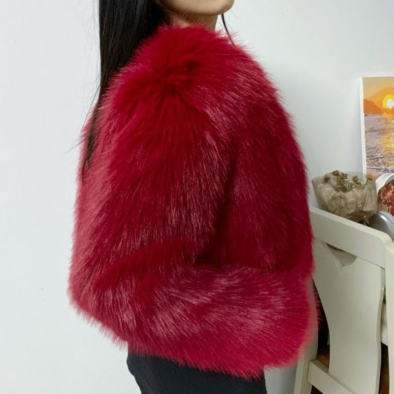 Pankh Amebo Cropped Soft Fur Formal Coat