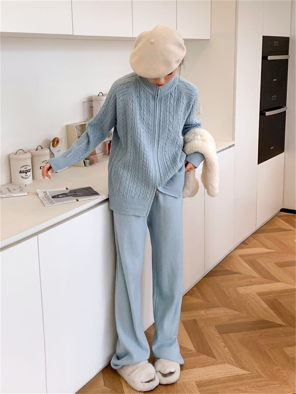 Pankh Judy Wool Front Zipper Jacket and Pant Coord Set