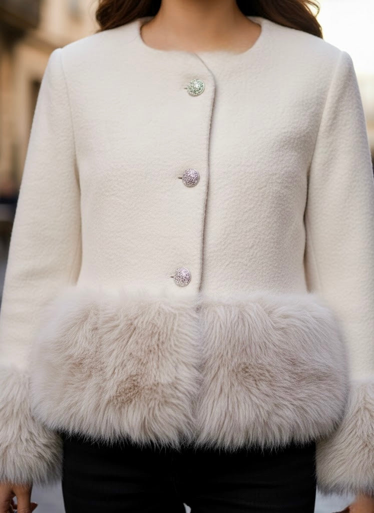 Pankh Jason Woolen and Fur Blazer Coat