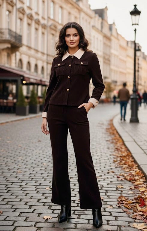 Pankh Julenna Coduroi Formal Autumn Top and Pant Coord Set