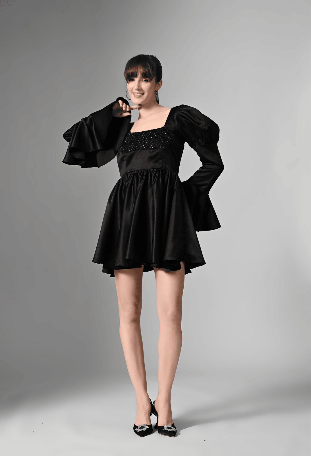 Pankh Maria Square Neck Puff Sleeves Balloon Mini Dress