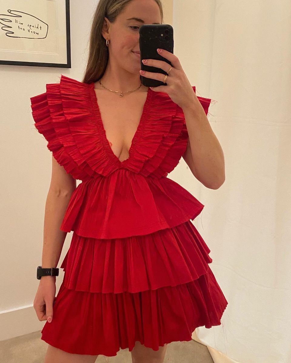 Pankh Zillia Deep Neck Rhythmic Frilled Mini Dress