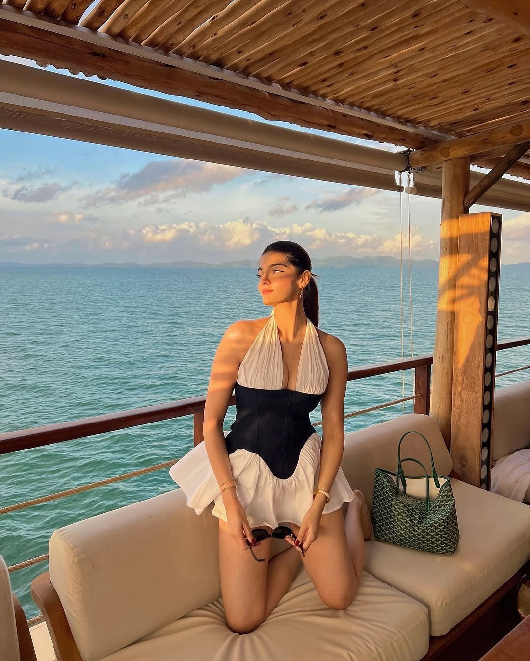 Pankh Izel Denim & Cotton Halter Neck Mini Dress