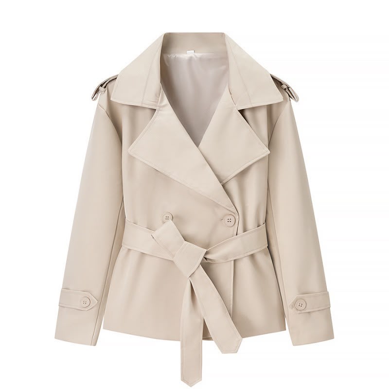 Pankh Amice Classic Plain Cropped Trench Coat With Belt
