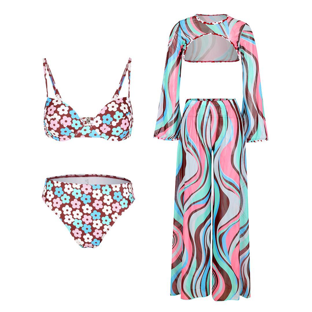 Pankh Liv Flowy Jumpsuits Cover-up Print Flirty Romper Cover Up Swimwear Set