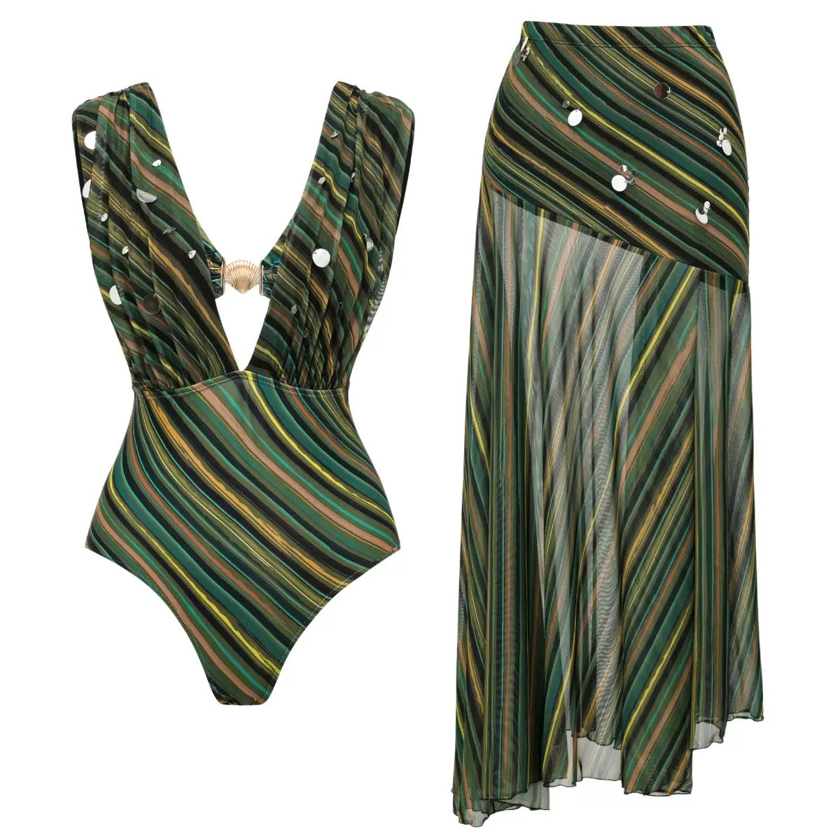 Ashba 3 Piece Bikini & Skirt Set