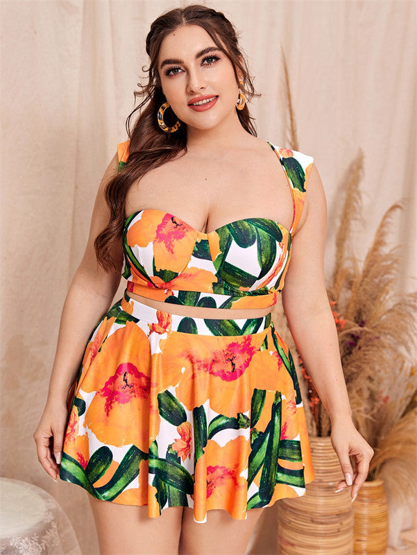 Pankh Bettie Plus Size Padded Bikini, Skirt and Underpant Swimset