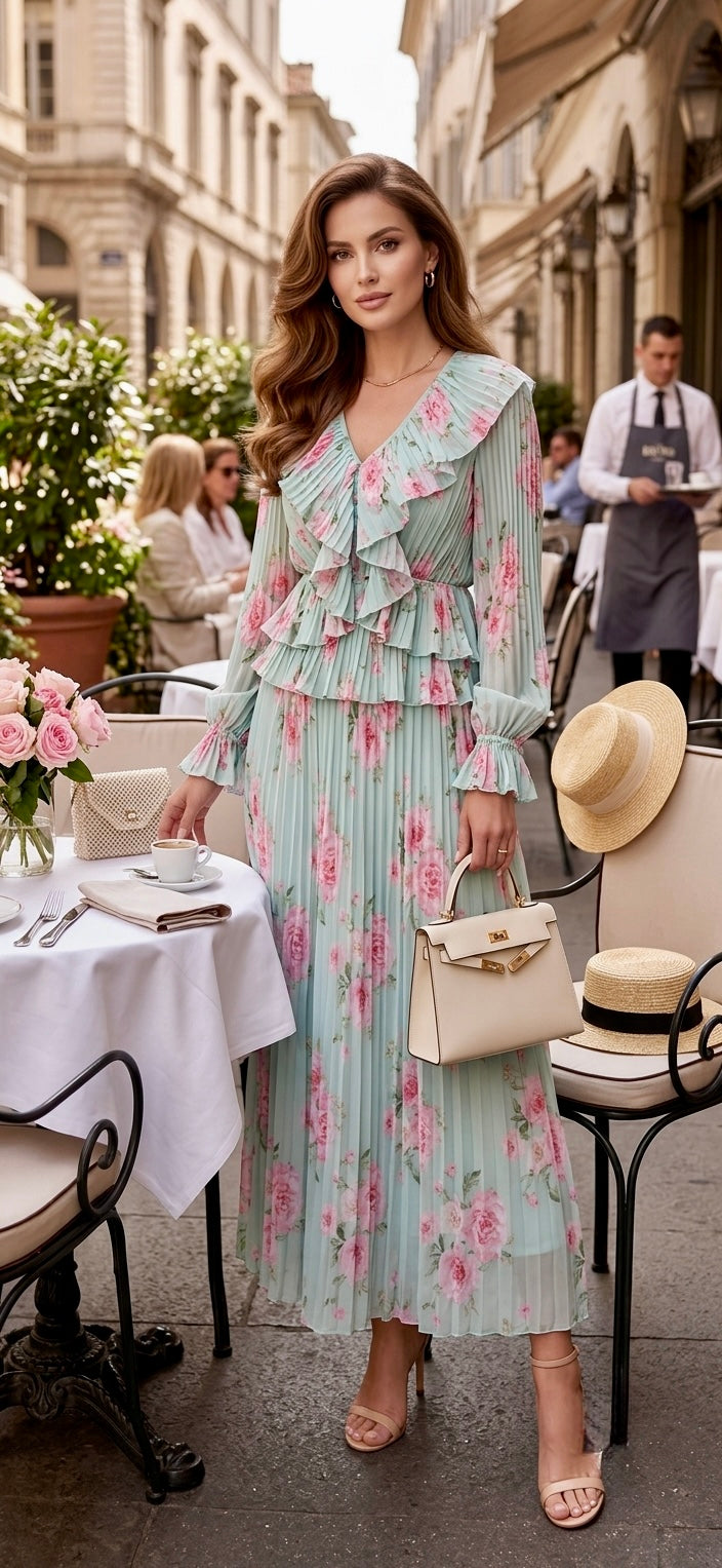 Pankh Lilly Chiffon Floral Two Piece Coord Set