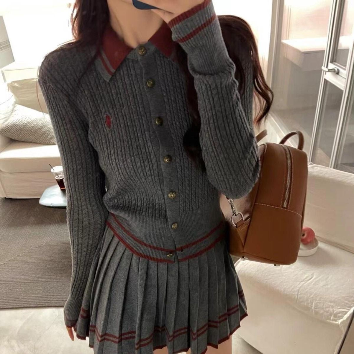 Pankh ashelong Woolen Top and Short Pleated Skirt Set