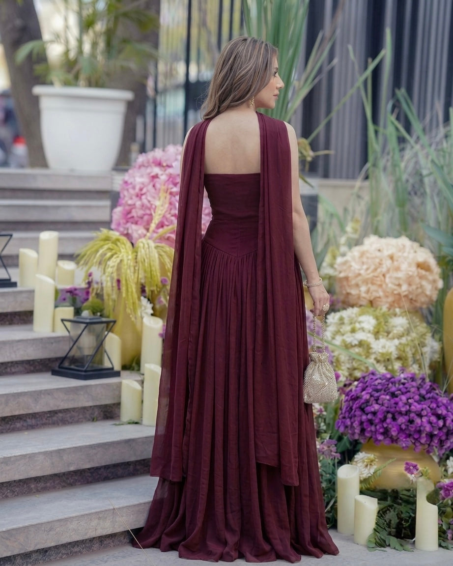 Izaya Corset Maxi Dress with Scarf