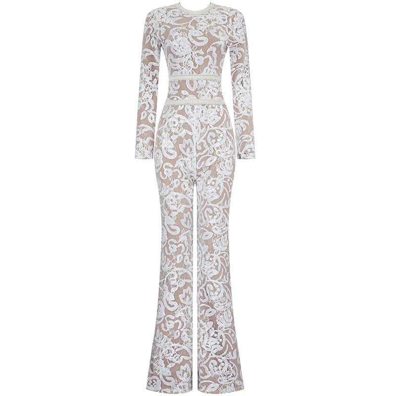 Slater Lace Jumpsuit with Belt